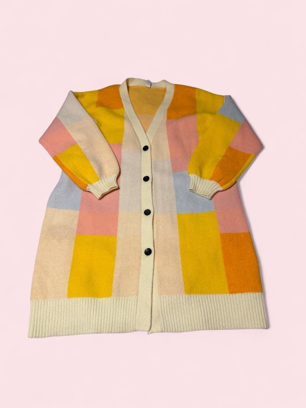 Anthropologie Amadi Lexi Multicolored Colorblock Long Cardigan